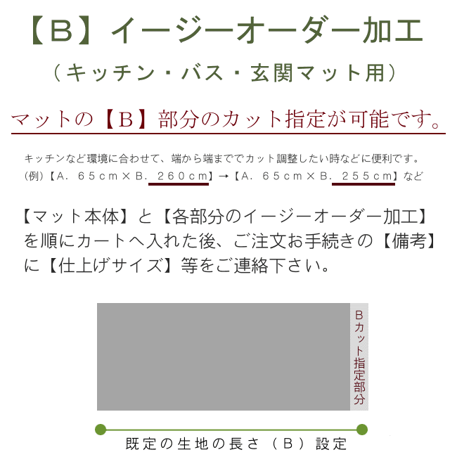 キッチンマットのB部分のイージーオーダー加工