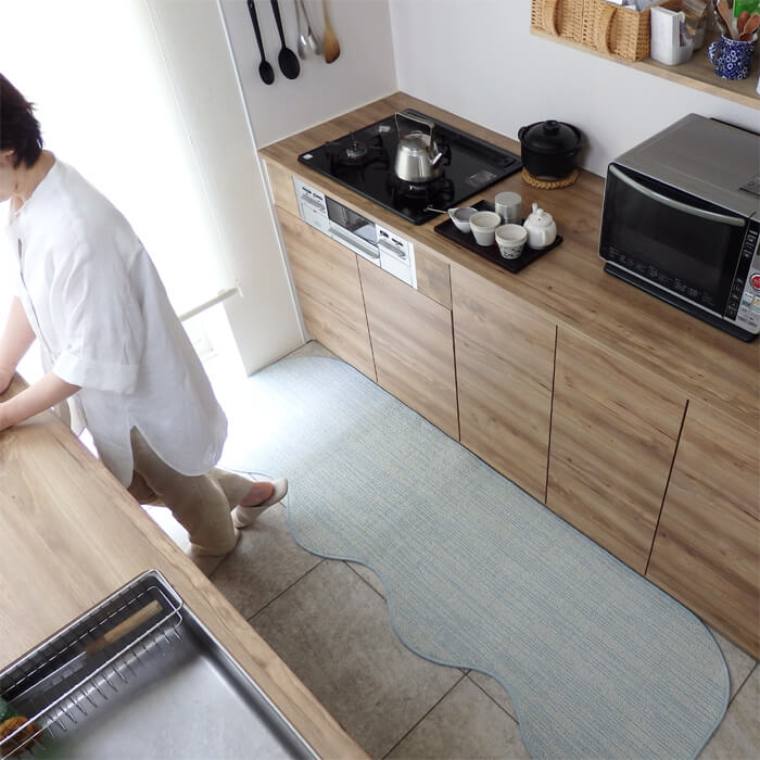 kasurikm6560_6 ピーナッツ型キッチンマット春夏65×210