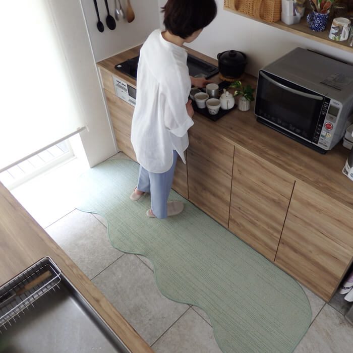 km6560_7 ピーナッツ型キッチンマット春夏65×210