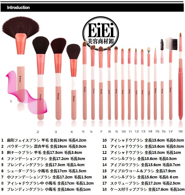 18本メイクブラシセット 化粧ブラシセット メイクブラシ収納ケース付