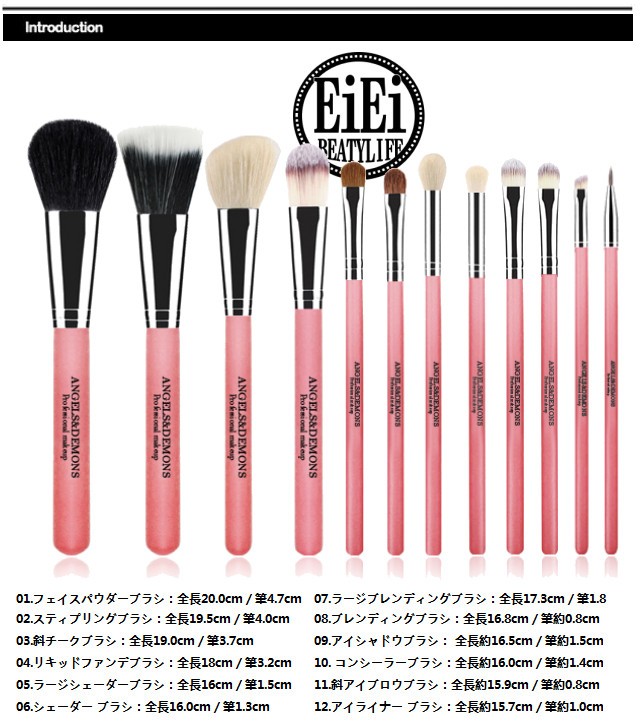 12本 筒ケース メイクブラシ セット、化粧筆セット、5色あり 化粧 道具