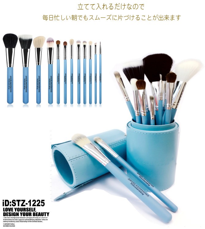 12本 筒ケース メイクブラシ セット、化粧筆セット、5色あり 化粧 道具