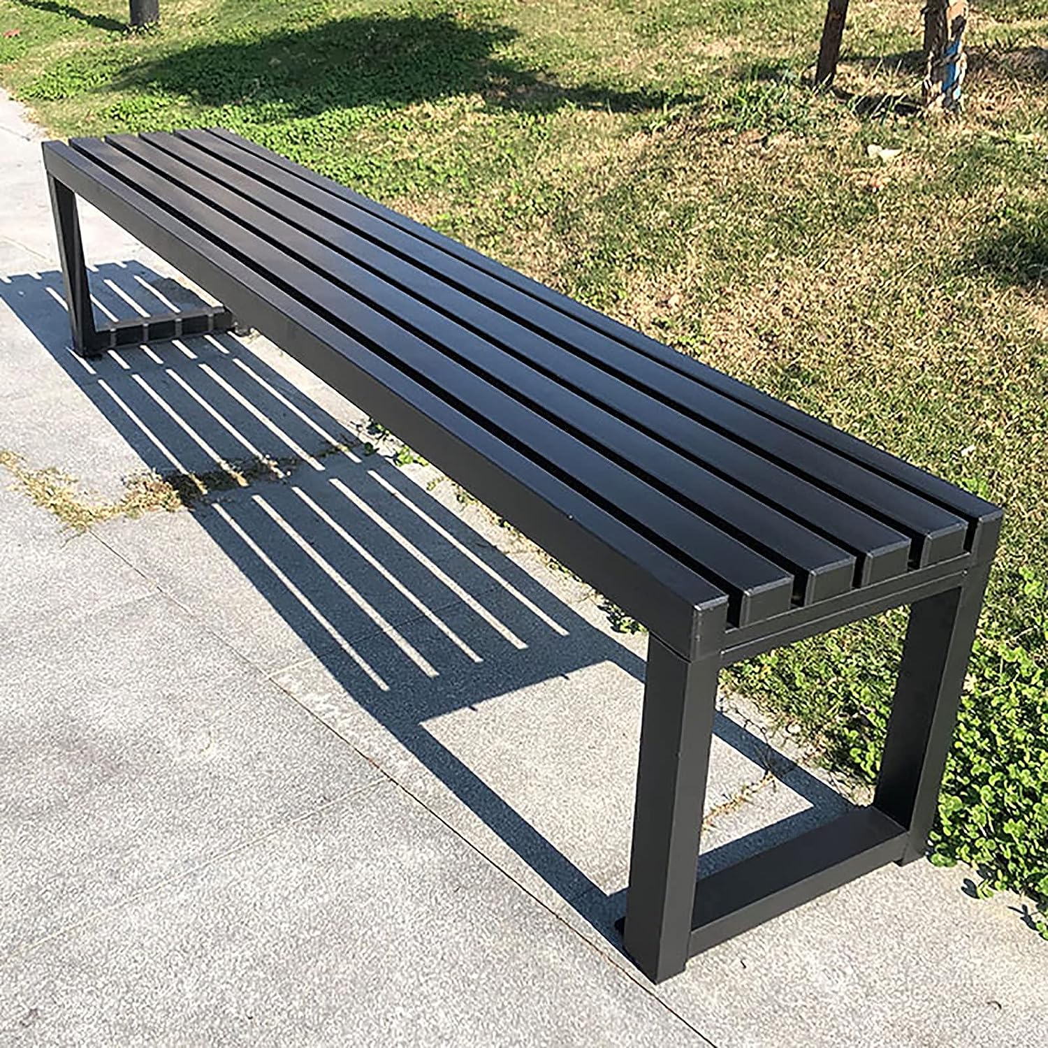 ガーデンベンチ 木製 防食 無垢材 １００?１８０ｃｍ 公園風の外空間を自宅に スチール脚で安定 耐荷重も安心 アウトドアベンチ_13
