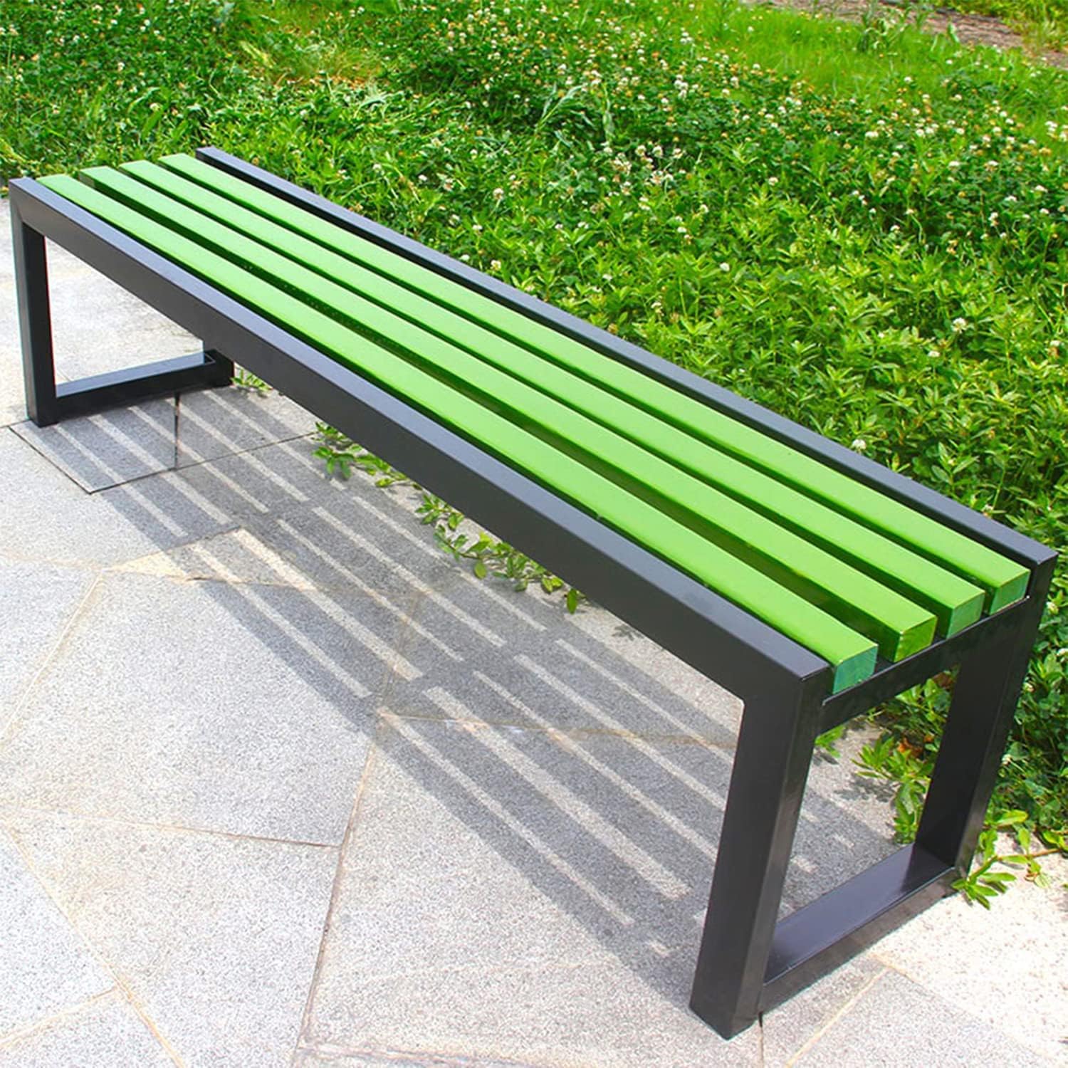 ガーデンベンチ 木製 防食 無垢材 １００?１８０ｃｍ 公園風の外空間を自宅に スチール脚で安定 耐荷重も安心 アウトドアベンチ_9