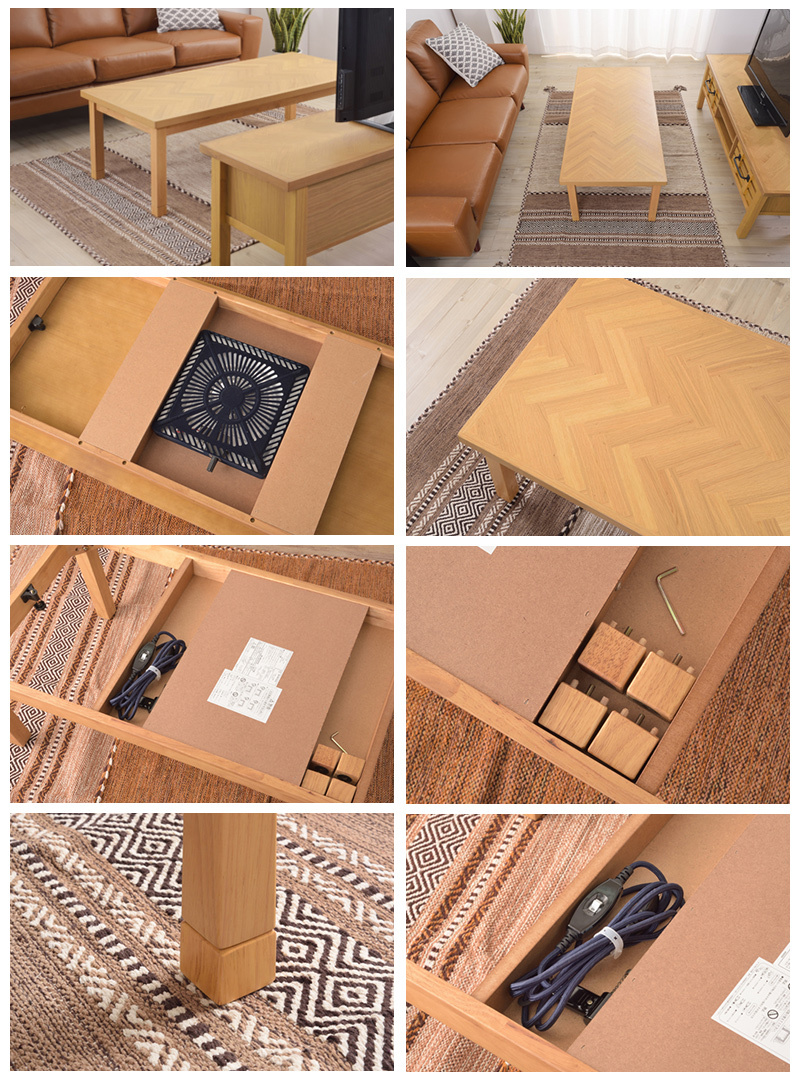 こたつテーブル【KT-113BR】長方形 組み立て式 東谷 : ブラインド