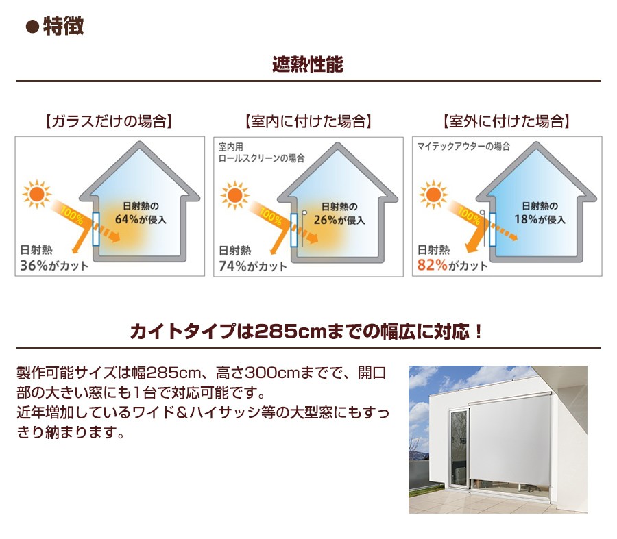 マイテックアウター カイト ノンクラッチ仕様 オーダーメイド 幅 240.5