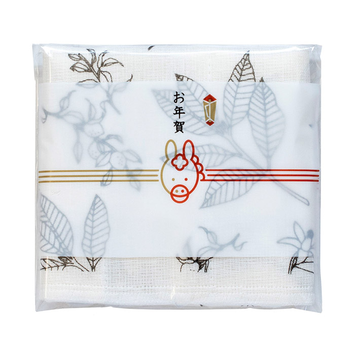 即納 お年賀 干支 粗品 蚊帳生地 ふきん 【50枚〜99枚】 袋入れ加工