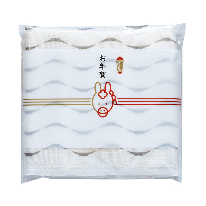 即納 お年賀 干支 粗品 蚊帳生地 ふきん 【50枚〜99枚】 袋入れ加工