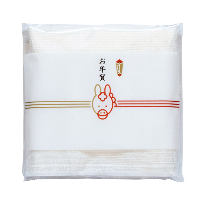 即納 お年賀 干支 粗品 蚊帳生地 ふきん 5枚セット 袋入れ加工 日本製