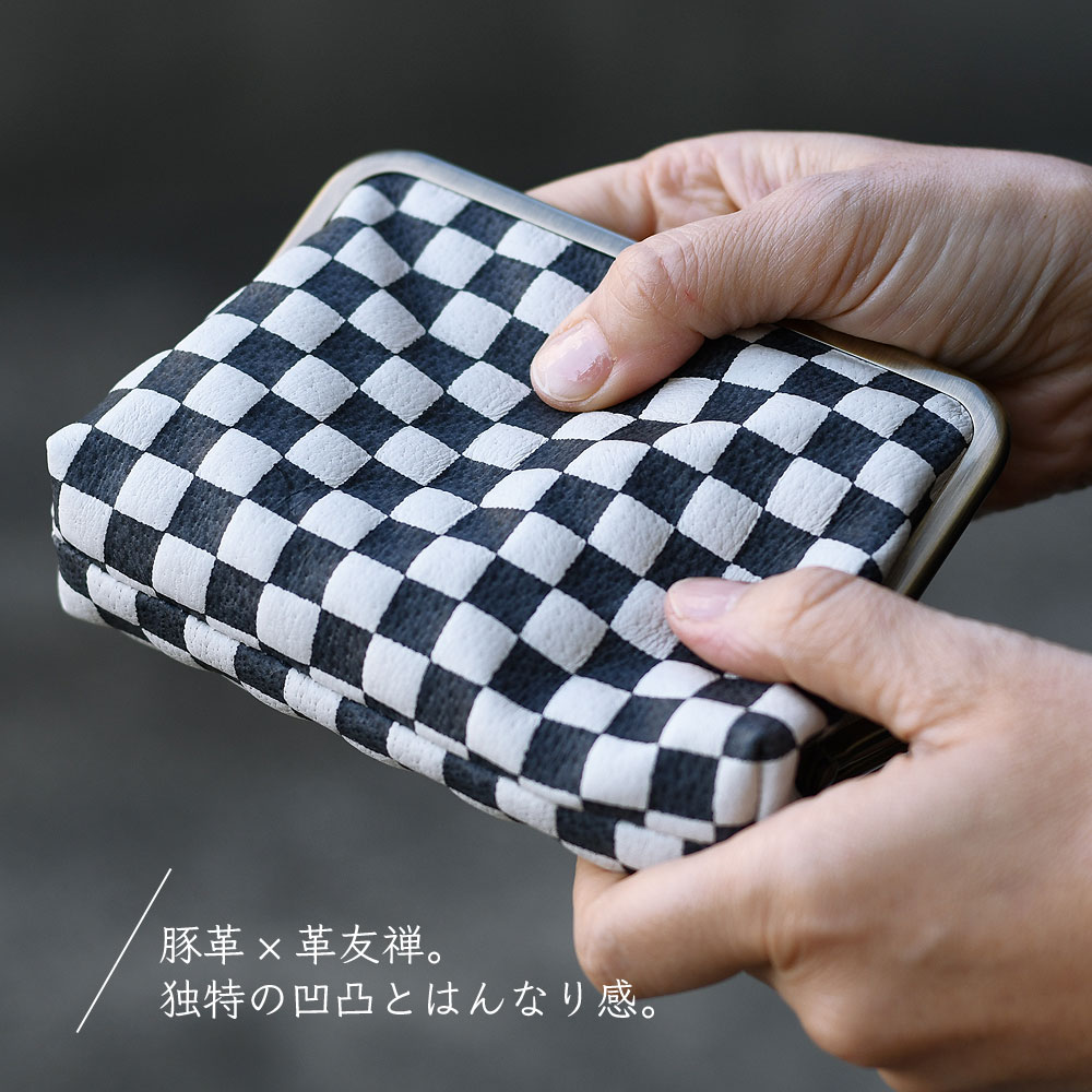 ANTI FORME DESIGN がま口財布 レディース 日本製 革友禅 市松