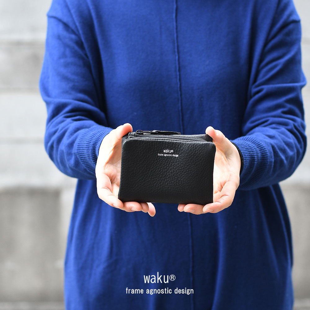 waku（ワク） ミニ財布 二つ折り コンパクトウォレット 縦型 メンズ 本
