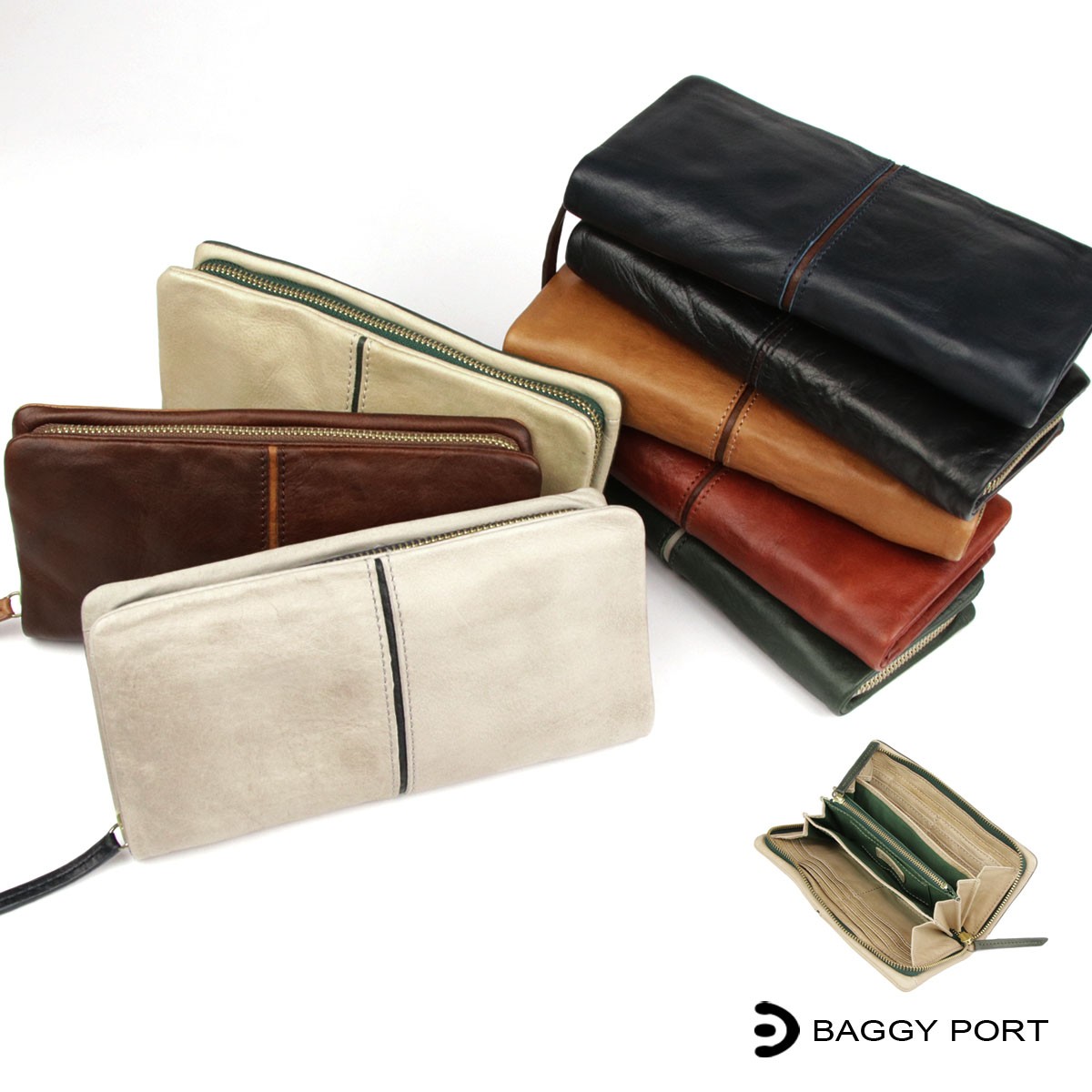 BAGGY PORT（バギーポート） 長財布 ラウンドファスナー メンズ 本革