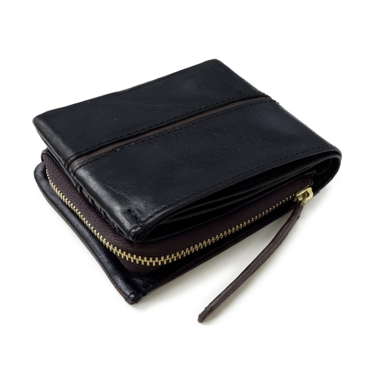 バギーポート　Ｌ字型ハーフ財布 ブラック　未使用品 BAGGY PORT（バギーポート） 二つ折り財布 L字ファスナー 大容量 本革