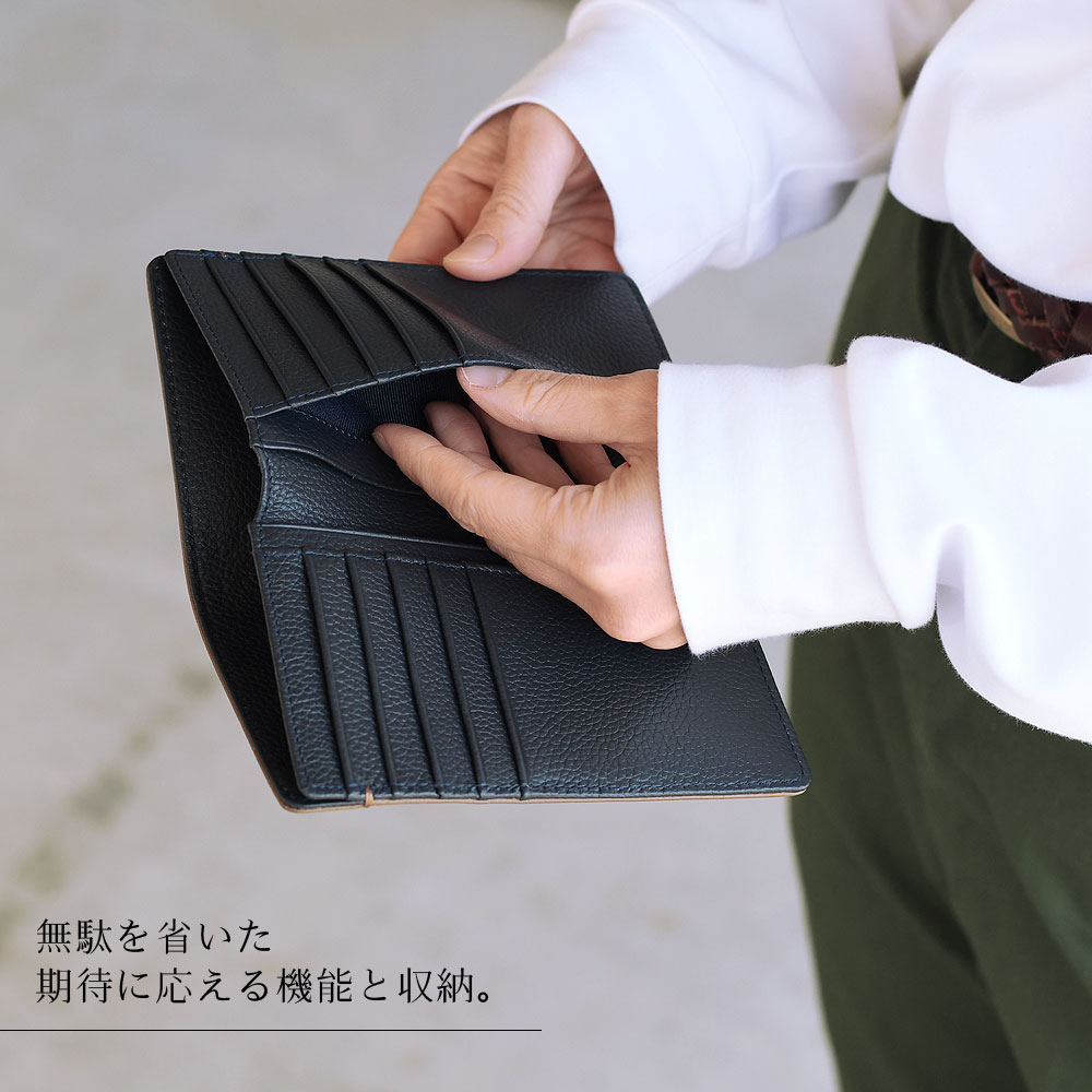 本革フラットケース 長財布 ブラッキー （一回り大きな