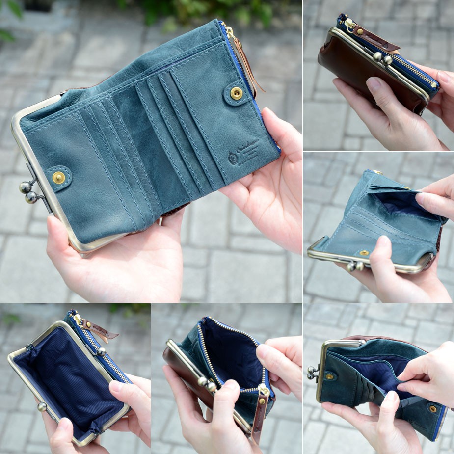 がま口財布 二つ折り レディース おしゃれ カワイイ 本革 Cuirdeson