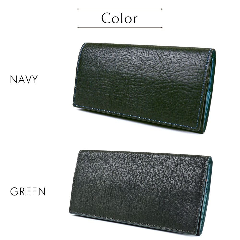 長財布 札入れ 小銭入れなし ゴートレザー シボ革 日本製 ASUMEDERU