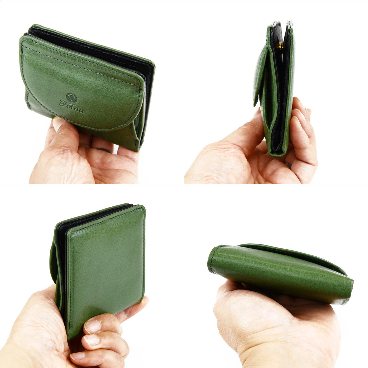 Folna 二つ折り財布 折りたたみ財布 ヌメオイルシュリンク 牛革