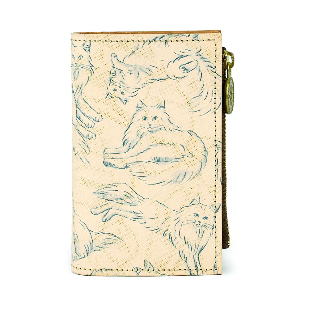 花柄 片マチファスナーポケット付きキーケース キーウォレット ミニ