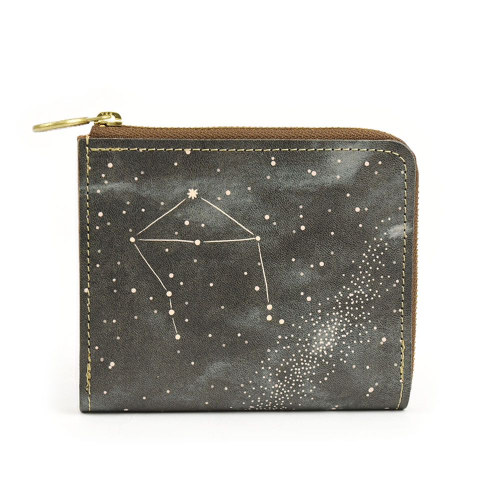 12星座 ミニ財布 L字ファスナー 日本製 HELI ヘリクリサム 12星座の星空 本革 レディース コンパクト財布 薄型 誕生日 誕生月 星占い  占星術 プレゼント ギフト