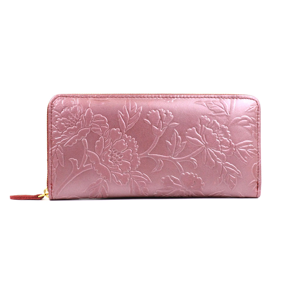 長財布 ラウンドファスナー レディース 花柄 フラワー 本革 日本製