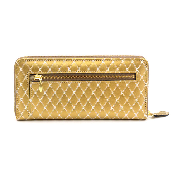 長財布 ラウンドファスナー キルティング柄 パール加工 型押しレザー innocent Sac イノセントサック 本革 牛革 ステア 日本の革 日本製 長財布 ラウンドファスナー キルティング柄 パール加工 型押しレザー