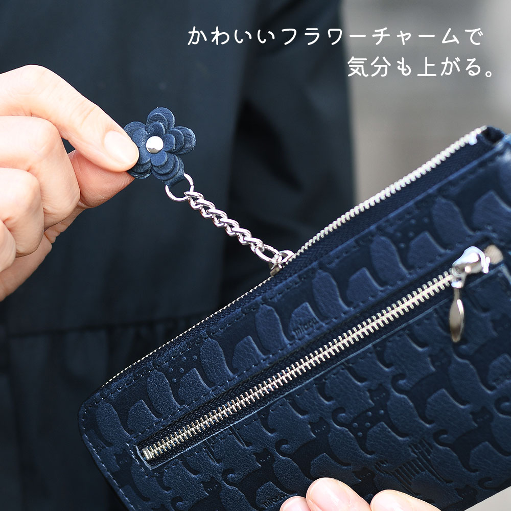 長財布 レディース 猫 ねこ ラウンドファスナー ラウンドジップ