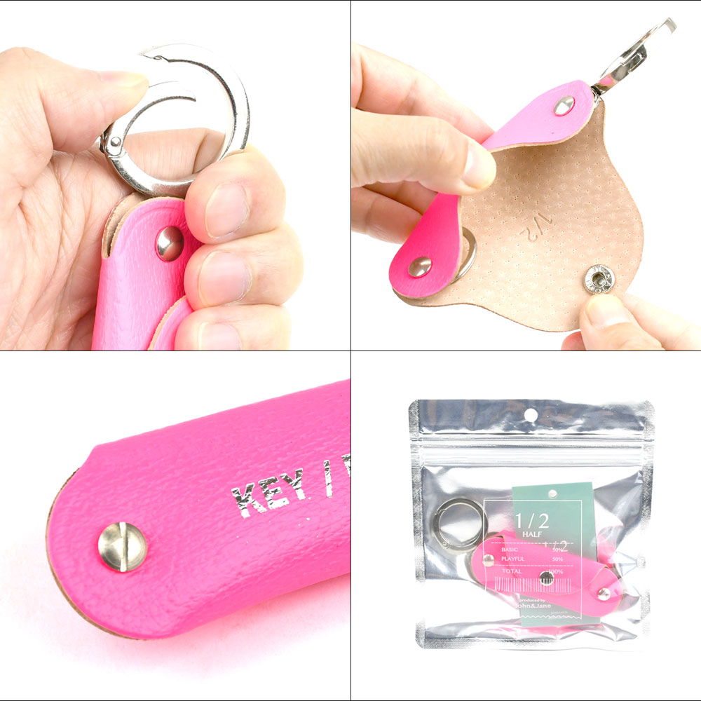 1/2 HALF KEY/PAY キーケース 蛍光レザー 小銭入れ付き スマートキー