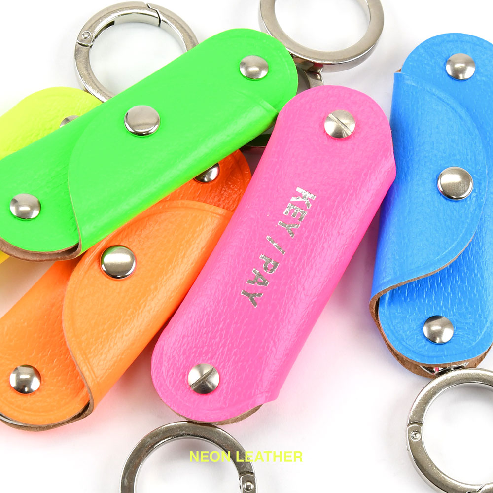 1/2 HALF KEY/PAY キーケース 蛍光レザー 小銭入れ付き スマートキー