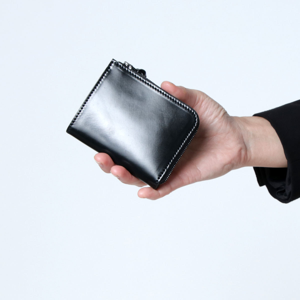 財布 コードバン ミニ財布 L字ファスナー L字のショート 日本製 本革 レザー レディース ホーウィン社 シェルコードバン コードヴァンの画像