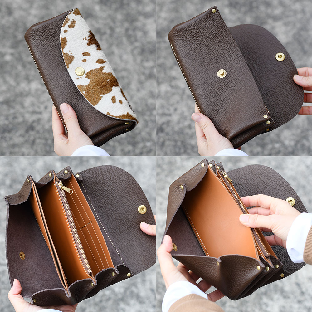 Cham（チャム） ハラコ カウファー 長財布 プランプ 広マチ かぶせ 腹