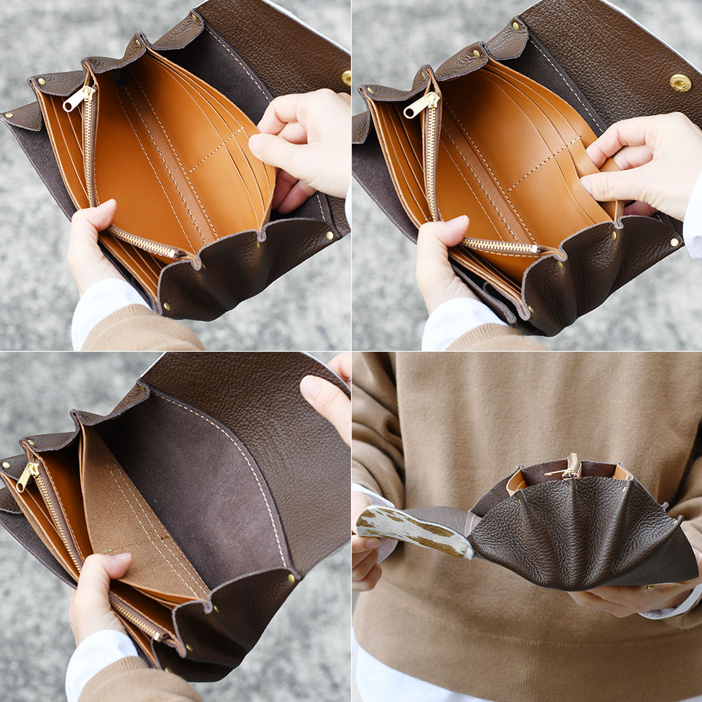 Cham（チャム） ハラコ カウファー 長財布 プランプ 広マチ かぶせ 腹