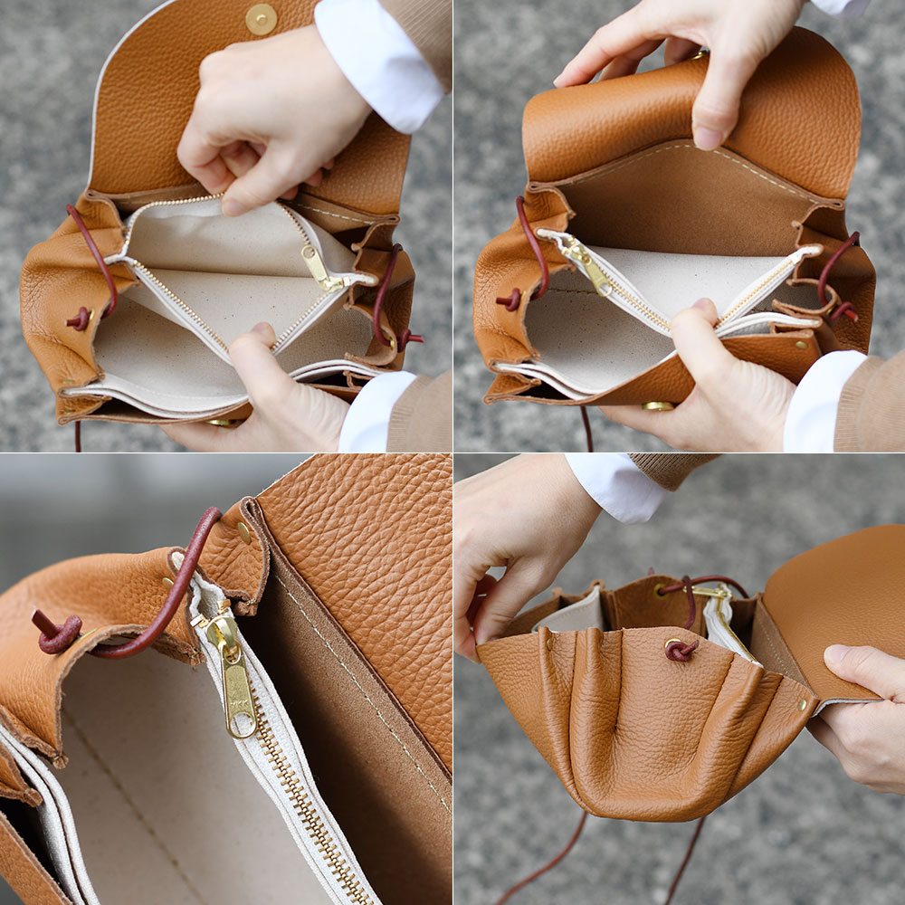 Cham（チャム） ハラコ カウファー ミニショルダーバッグ 広マチ