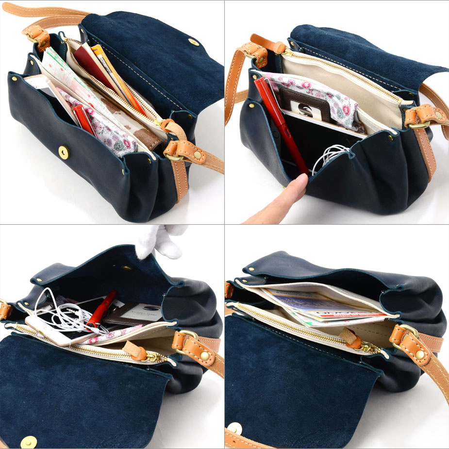 広マチショルダーバッグ 長財布が入る CHAM チャム 日本製 レディース 本革 牛革 姫路レザー 栃木レザー プランプ じゃばら ファスナー ポケット 多い 多めの画像