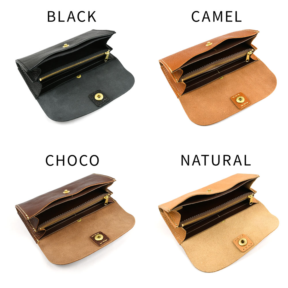 Cham 長財布 フラップ 背面ポケット CHAM 日本製 本革 財布