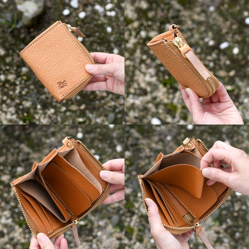コンパクト財布 L字ファスナー Vanilla Bear 日本製 本革 財布