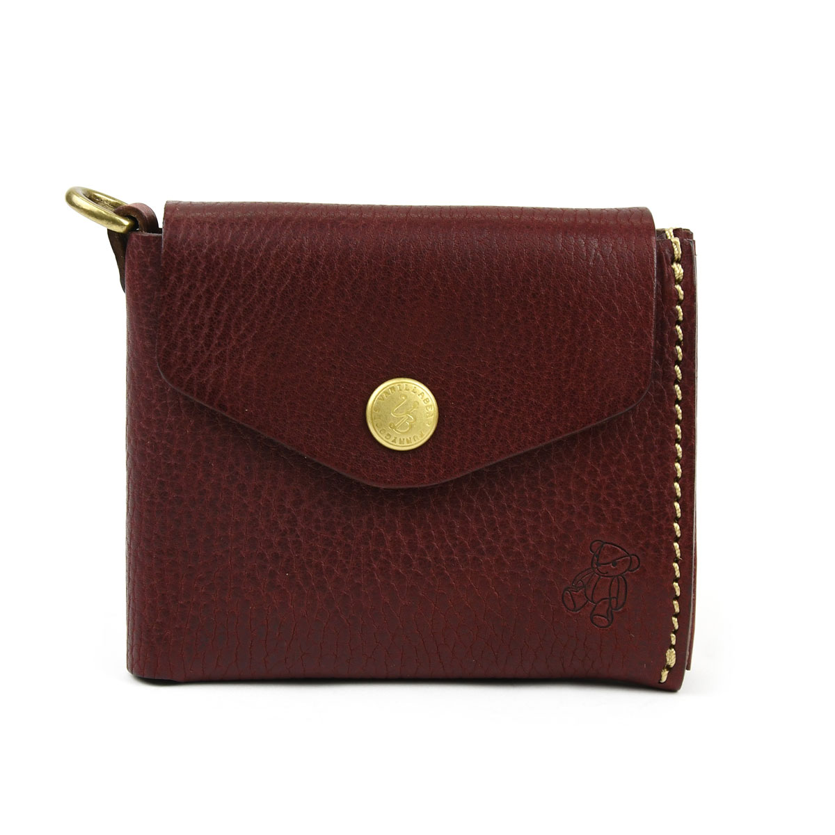 二つ折り財布 コンパクト かぶせ Vanilla Bear 日本製 本革 財布