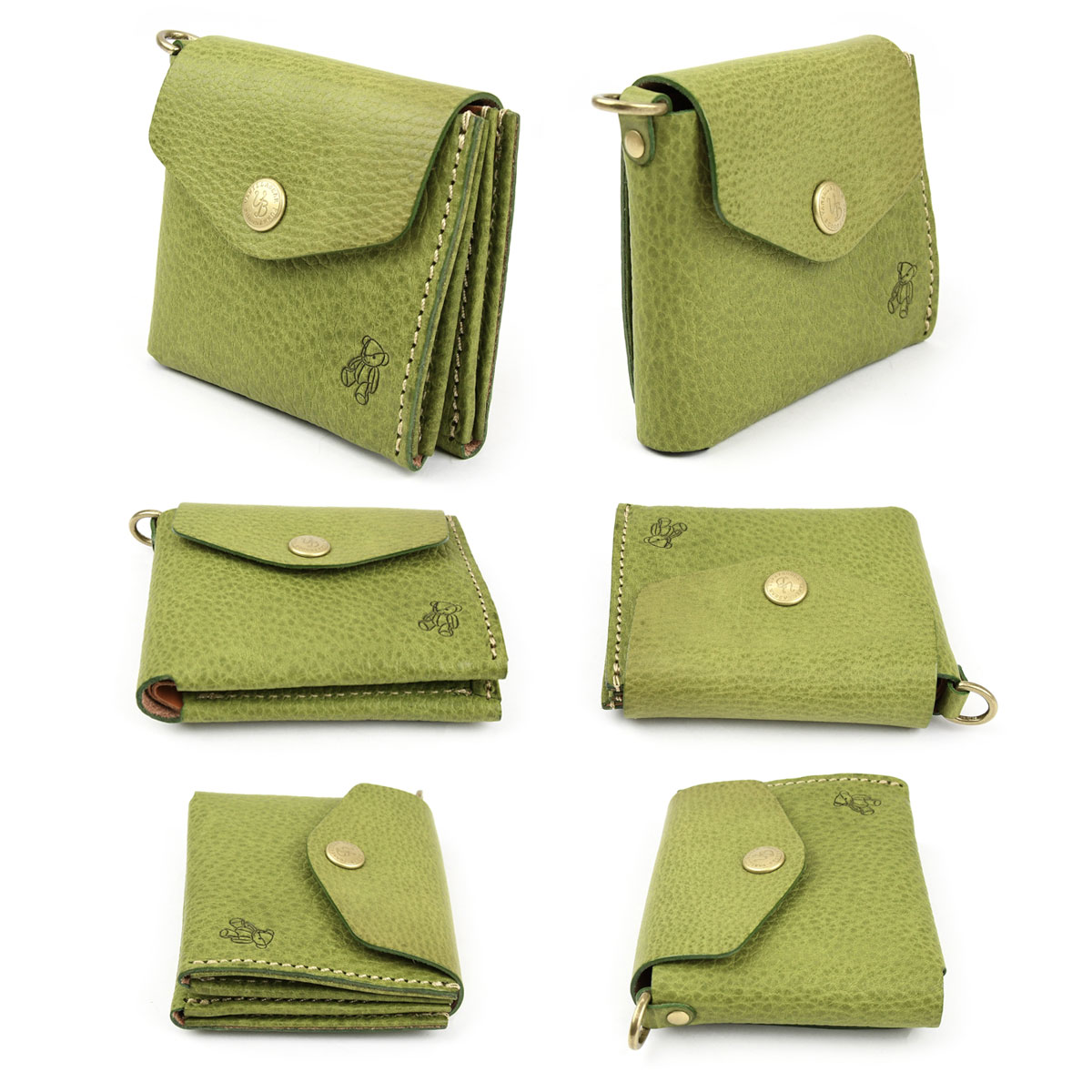 二つ折り財布 コンパクト かぶせ Vanilla Bear 日本製 本革 財布