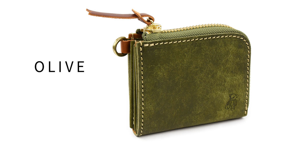 コンパクト財布 L字ファスナー Vanilla Bear 日本製 本革 財布