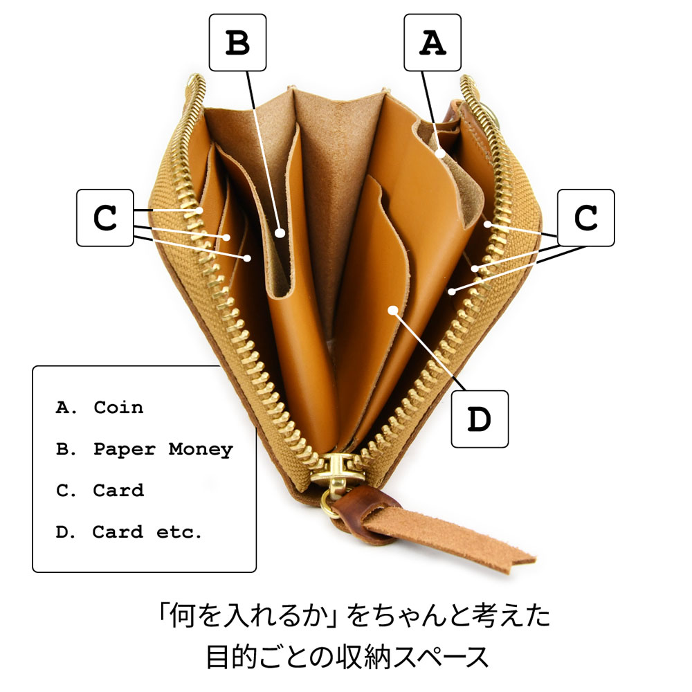 コンパクト財布 L字ファスナー Vanilla Bear 日本製 本革 財布