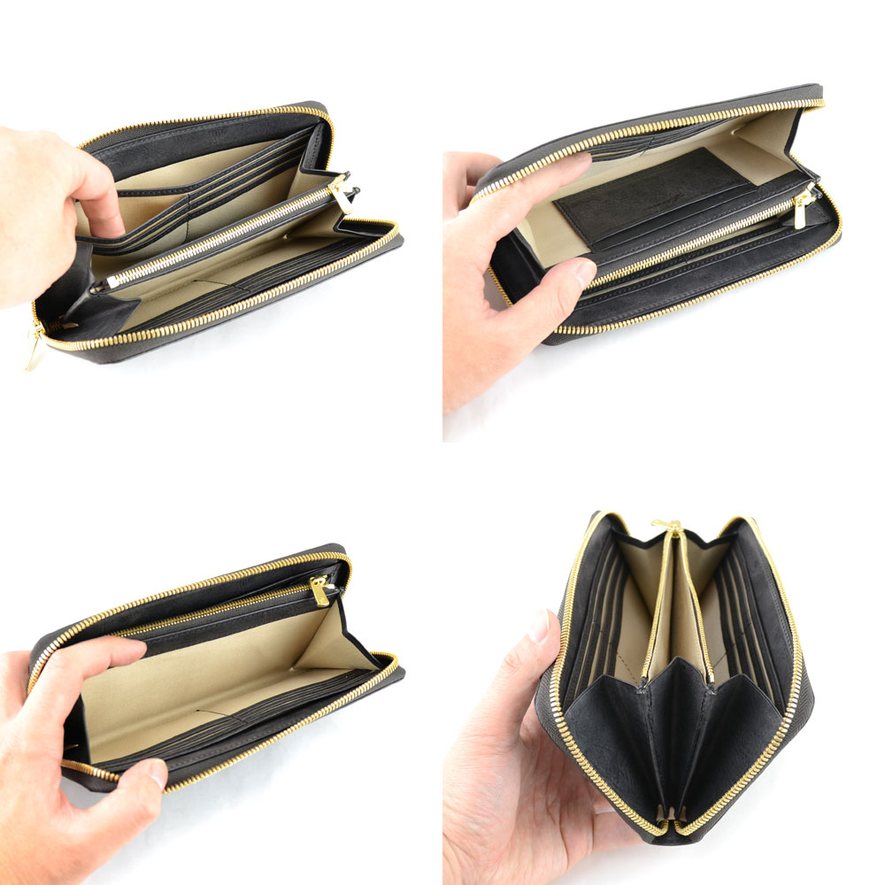 長財布 ラウンドファスナー LITSTA 日本製 本革 財布 レザー 革 EXCELLA 真鍮 本革財布 レディース リティスタ YKK ファスナー エクセラ ラウンド財布の画像