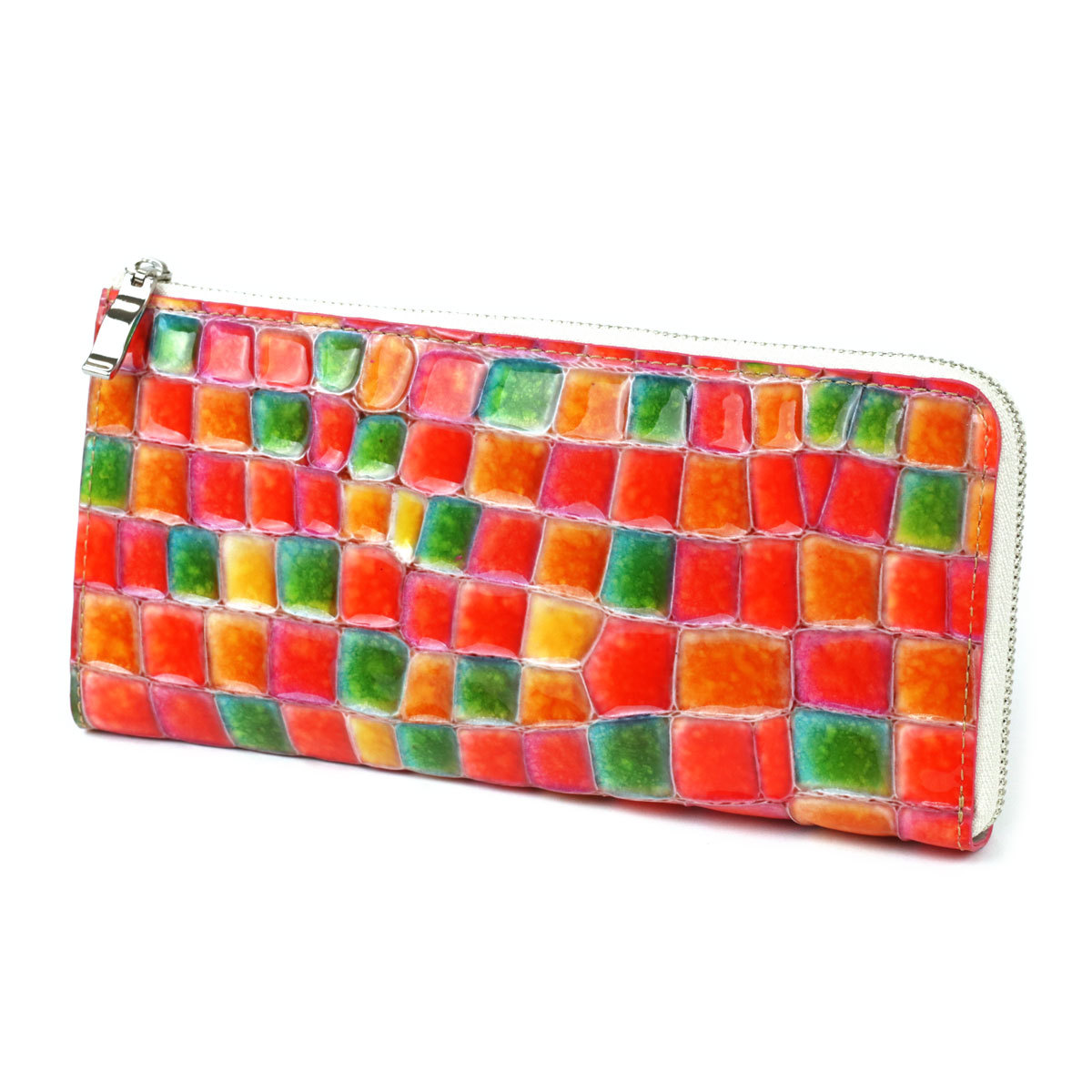 長財布 L字ファスナー イタリアンレザー 本革 レディース クロコ 型