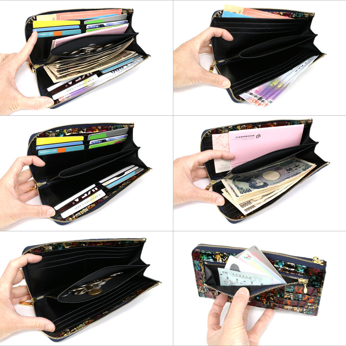 長財布 L字ファスナー イタリアンレザー 本革 レディース クロコ 型