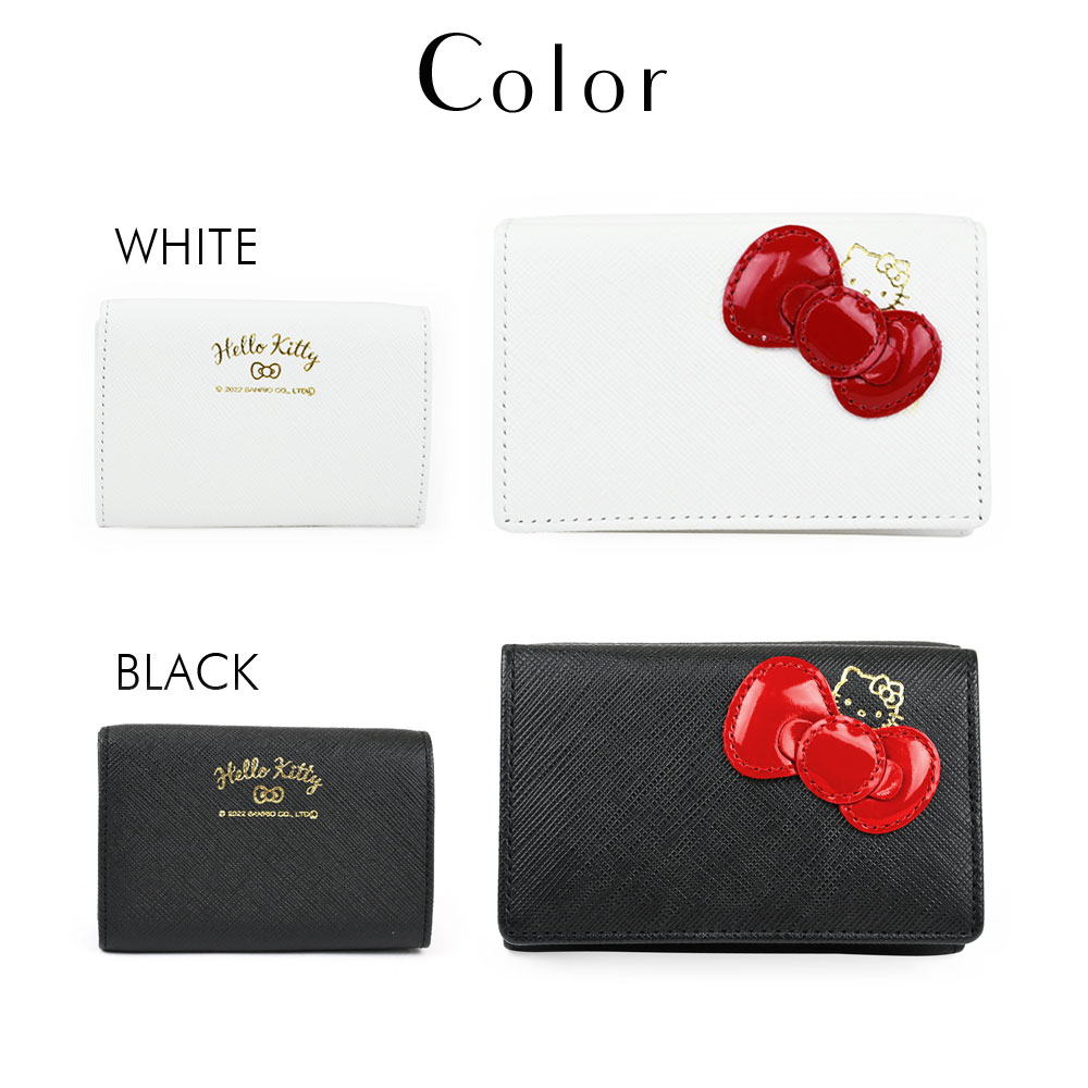 ハローキティ　牛革製　本革名刺入れ ブラック　サンリオ　【新品•未使用品】 ハローキティ HELLO KITTY 三つ折り財布 小銭入れあり 本革