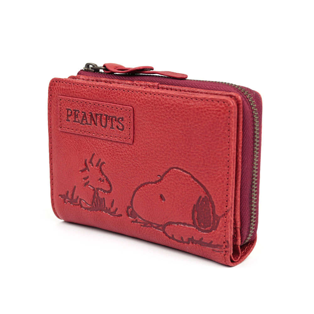 PEANUTS スヌーピー 二つ折り財布 外側小銭入れ メンズ レディース 本