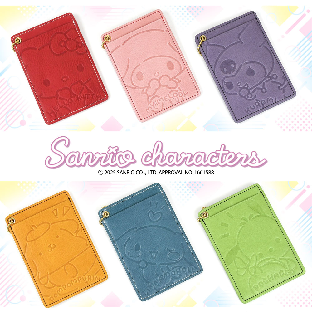 sanrio（サンリオ） パスケース 定期入れ レディース 牛革 本革 レザー