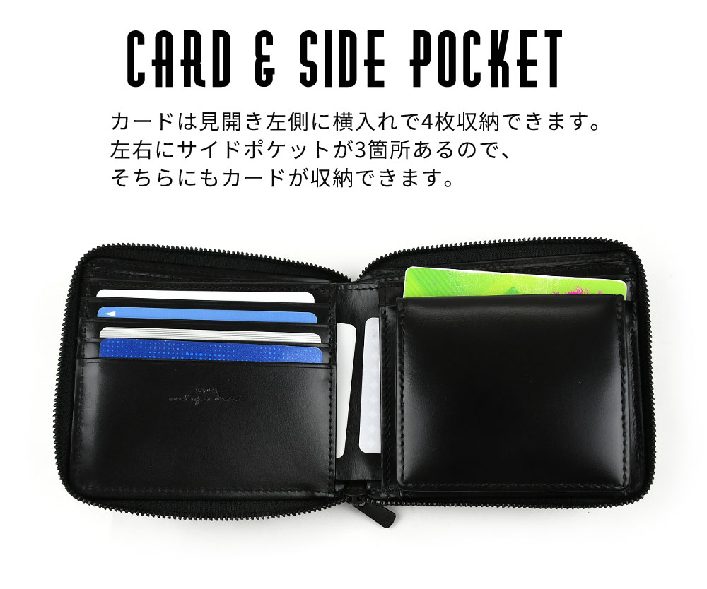 二つ折り財布 箔 レディース レザー ラウンド型 ボックス型小銭入れ