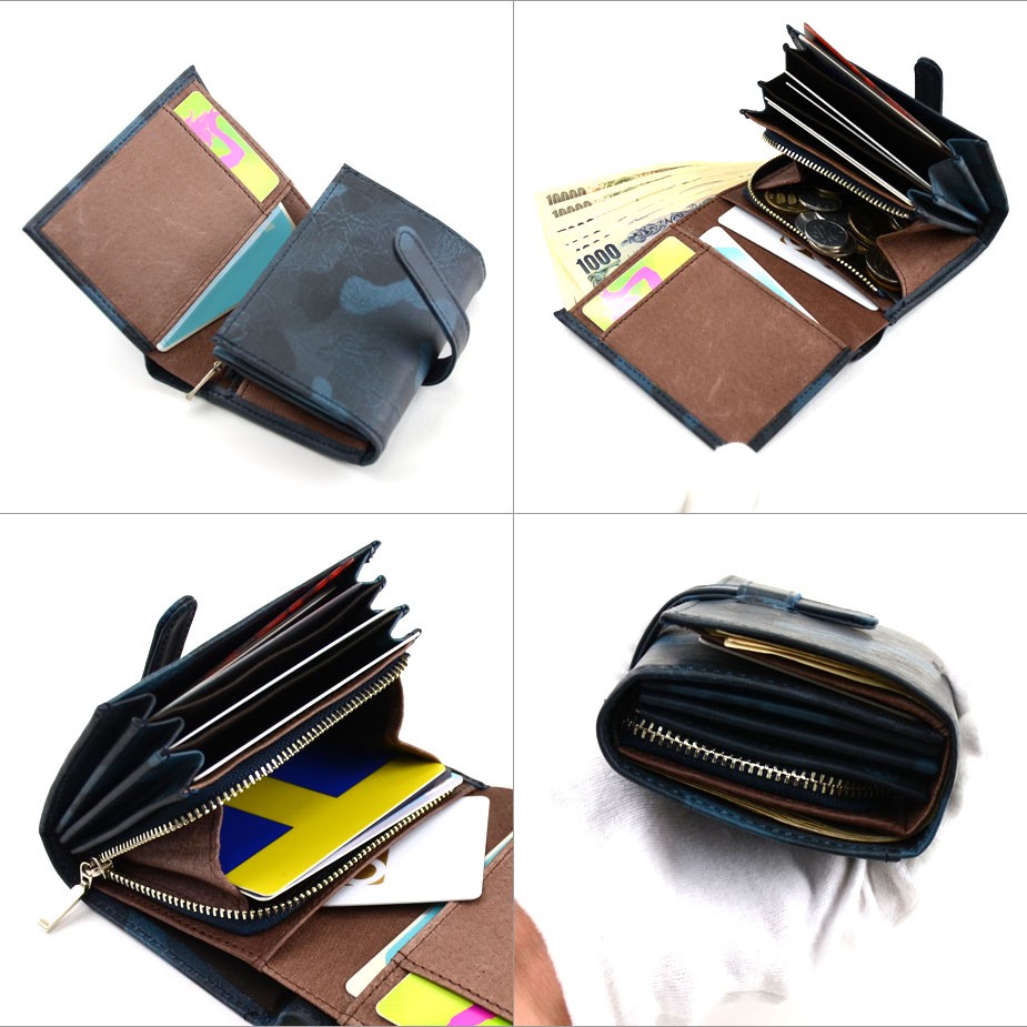 oeillet（ウイエ） レディース 二つ折り財布 かぶせ L字ファスナー