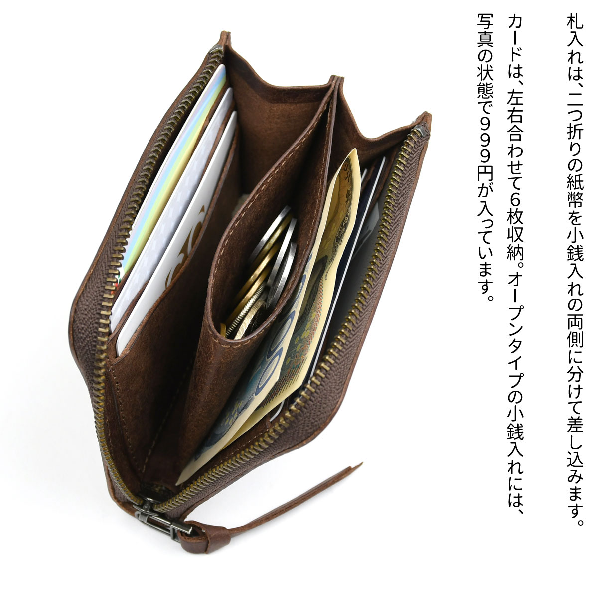 コンパクト財布 L字ファスナー プエブロレザー GRAY 日本製 本革
