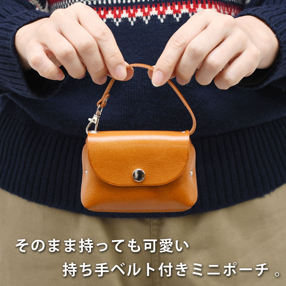 美品☆　バーバリー　アクセサリーポーチ　ハンドバッグ　金具シール付き　レザー メール便対応可】ミニポーチ 持ち手ベルト付き コンパクト 日本