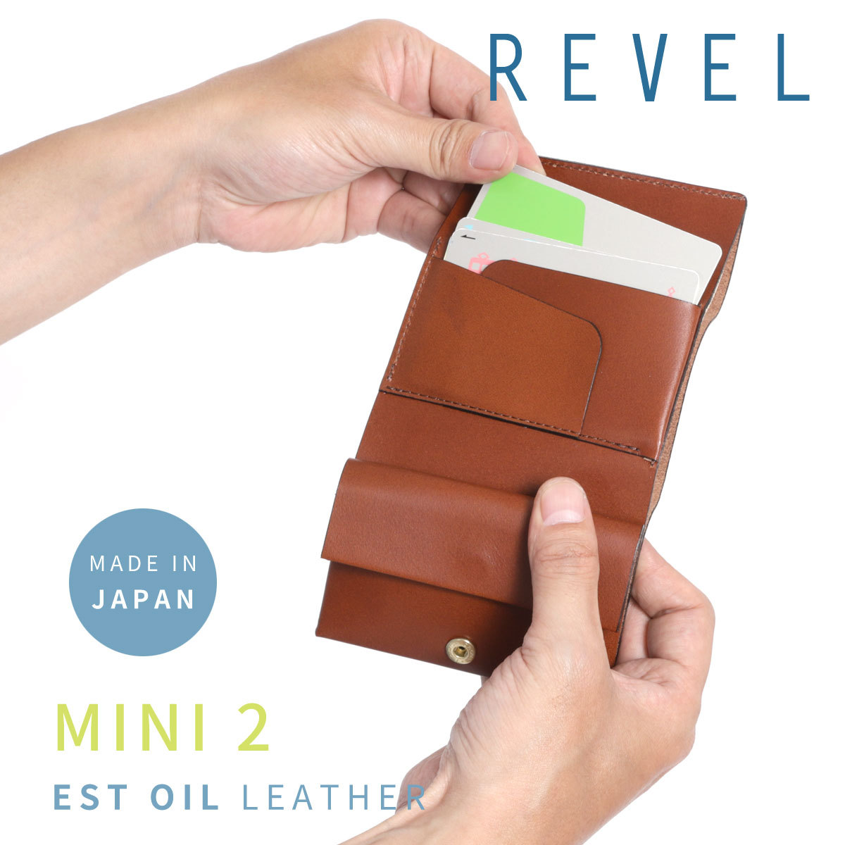 ミニ財布 メンズ 三つ折り ミニマルウォレット MINI2 REVEL レヴェル 本革 オイルレザー 日本製 R601 ハイテク｜osaifuyasan｜10